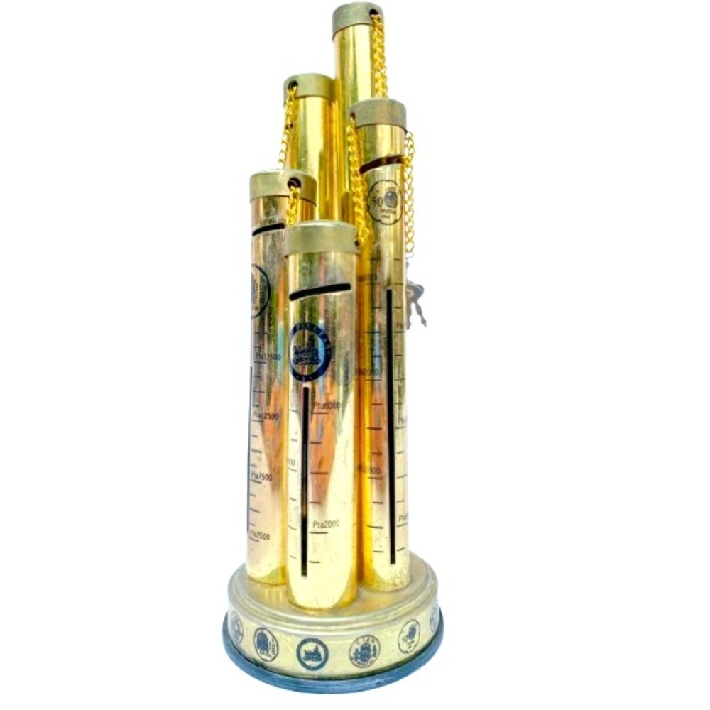 TUBE COINS METAL ART DECOR GOLD TONE COLOR SAVE COINS ART
